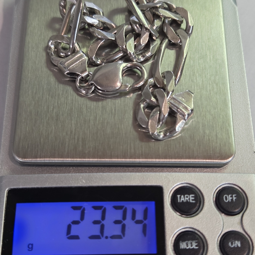 Genuine Vintage Italian Sterling Silver Heavy Figaro Chainlink Men's Bracelet - Picture 12 of 12